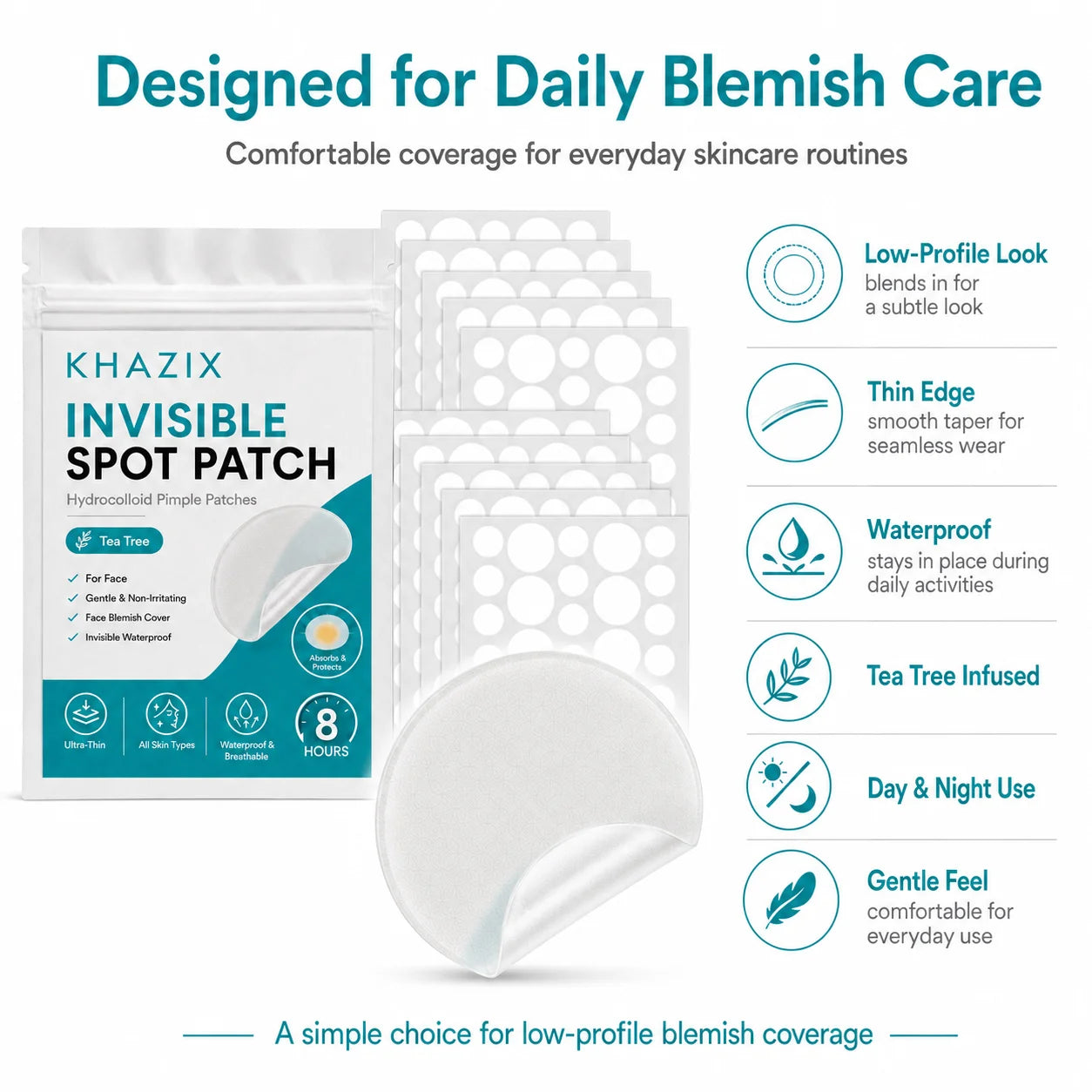 144/360pcs Hydrocolloid Acne Patches,  Original Pimple Patch, Invisible Waterproof, Tea Tree, Overnight Acne Care for Teens Adul