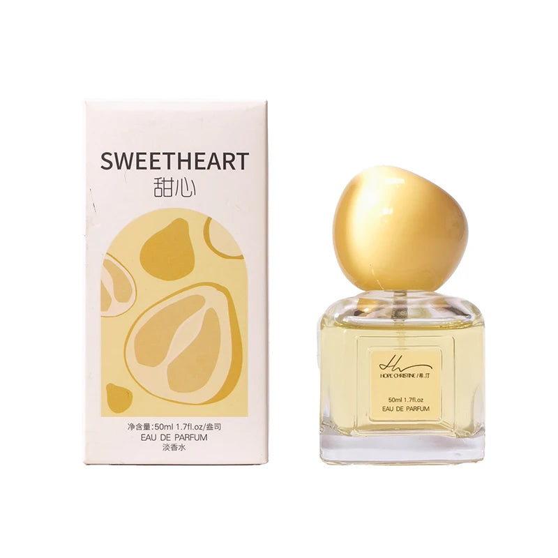 Hope Christine Sweetheart Pomelo EDP for women, 50ml fresh citrus scent in a square bottle with gold round cap.
