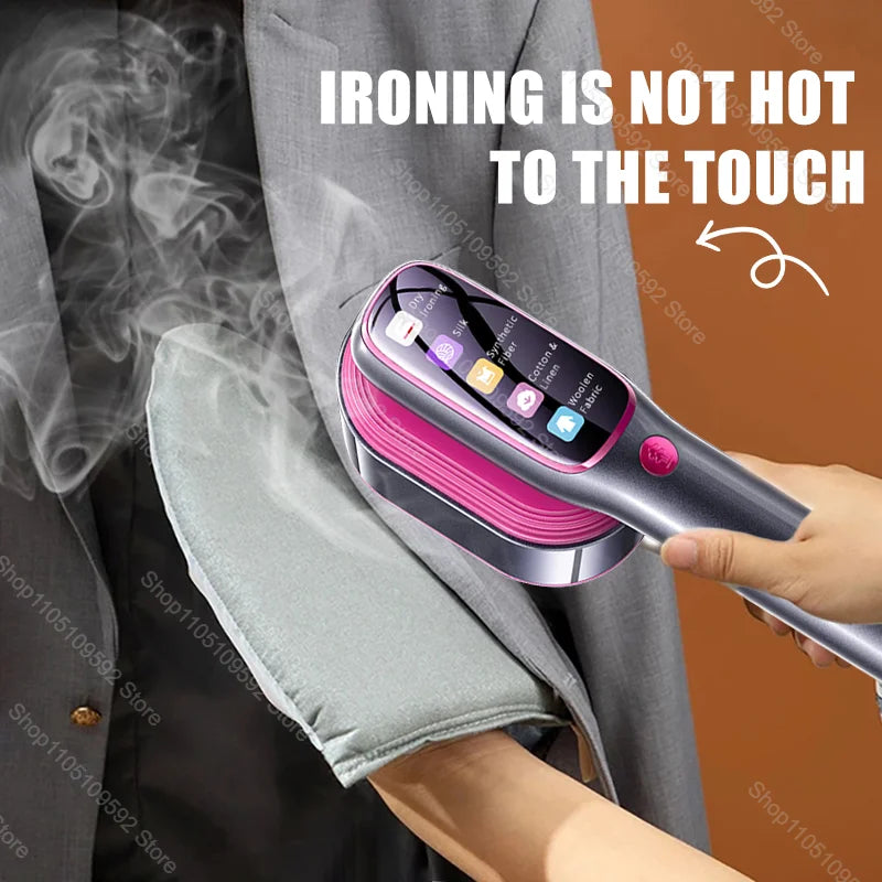 Tidesmit 1200W professional handheld garment steamer in an alternate side angle view showcasing portable iron design