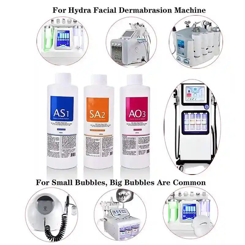 Hydra Facial Serum Kit: 3-Piece Deep Cleaning Aqua Peel Solution Scrubs Treatments Tidesmit