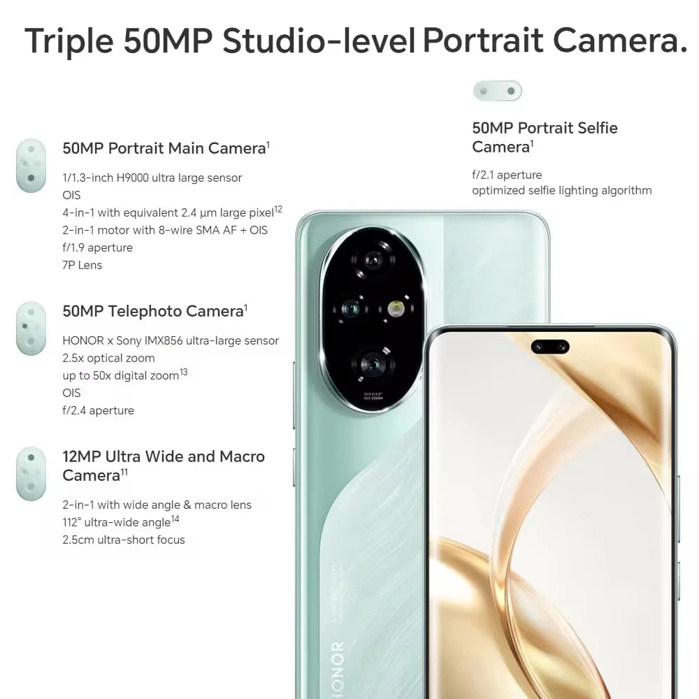 HONOR 200 Pro 5G Smartphone 512GB 12GB RAM Ocean Cyan Unlocked AE Tidesmit