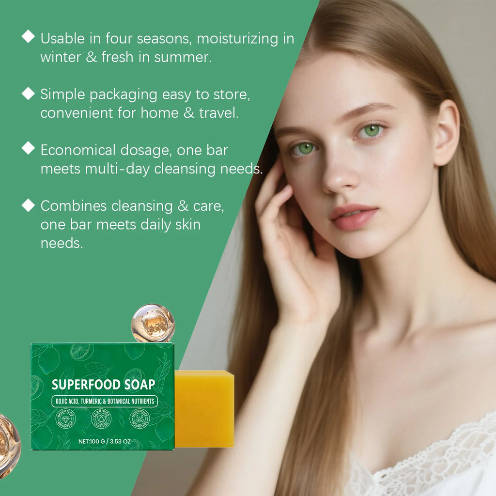 Natural Turmeric Soap for Face & Body Cleanser Handmade Superfood Soap Bar Moisturizing Brightening Skin Exfoliating Face Wash