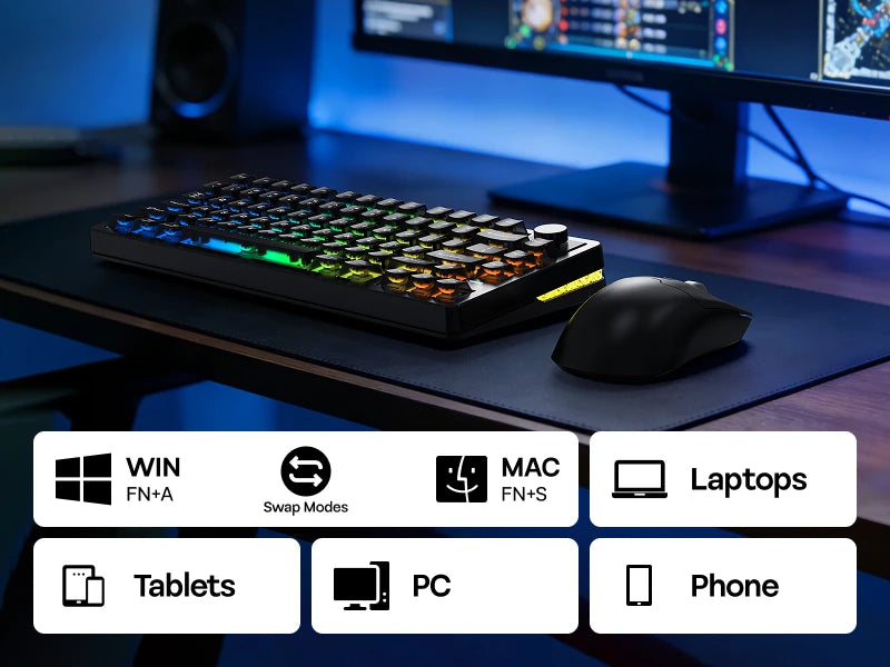 EPOMAKER HE75 V2 75% ANSI US Layout Tri-mode Wireless Hall Effect Gaming Keyboard 0.005mm Adjustable Actuation/Rapid Triggering