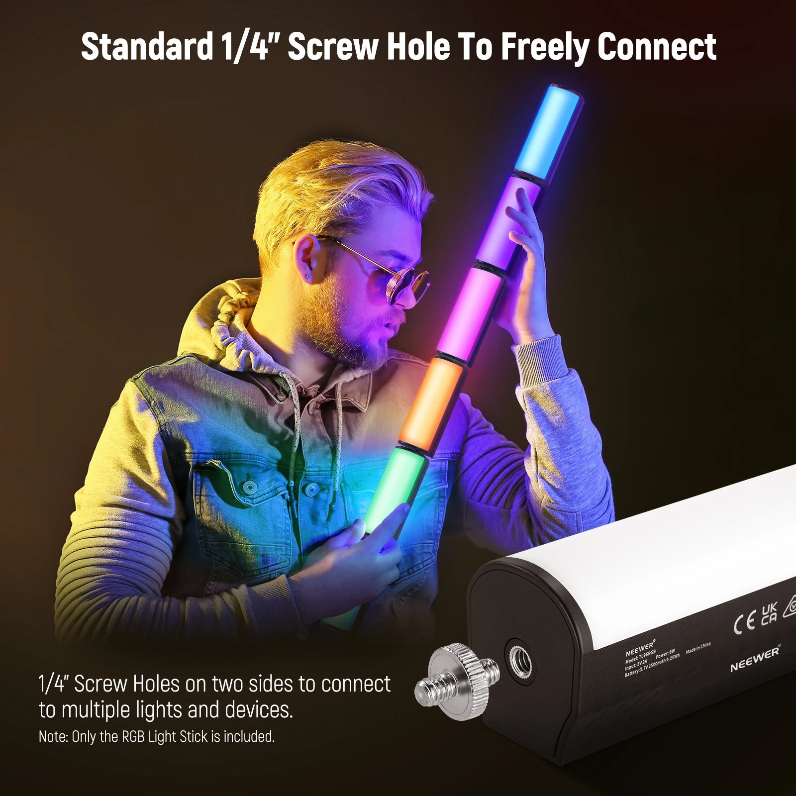 Magnetic LED Video Light Wand - Portable RGB Stick for Content Creation Tidesmit
