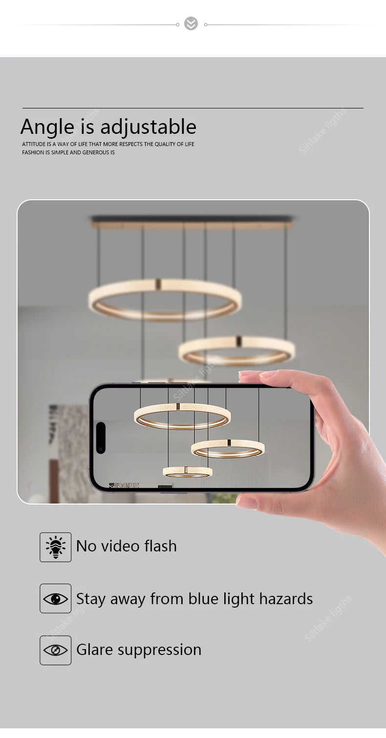 Modern Round LED Ring Light – Adjustable Minimalist Pendant 40-80cm Tidesmit