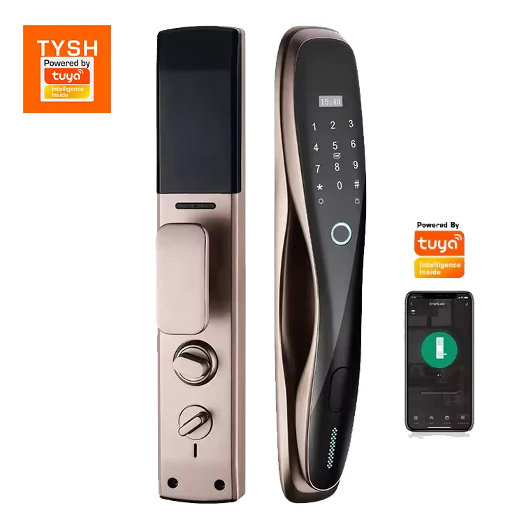Tuya Digital Electric Fingerprint Smart Lock for Outdoor Wood Door Security Key WiFi Connectivity Waterproof 1pcs Memory Card