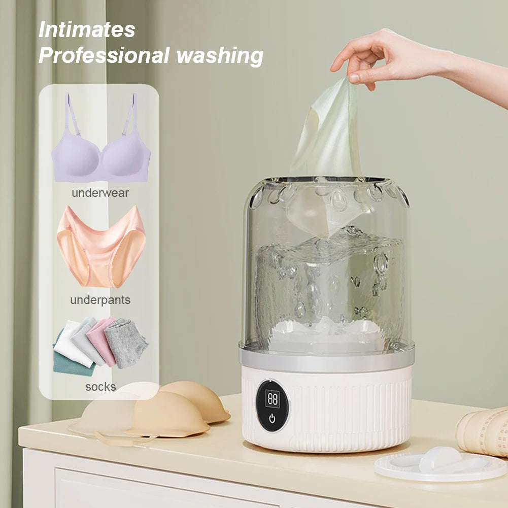 Tidesmit cordless underwear washer with laundry cup and rechargeable design for travel and dormitory laundry.