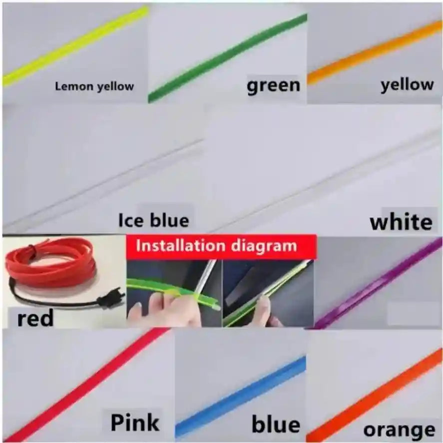 5M LED EL Wire Strip for Car Interior Ambient Lighting - Tidesmit Tidesmit