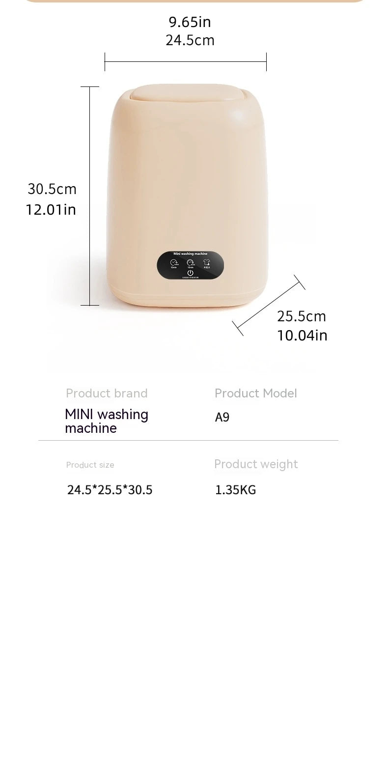 Tidesmit portable washing machine and spin dryer side view showing compact design for dorms and RVs