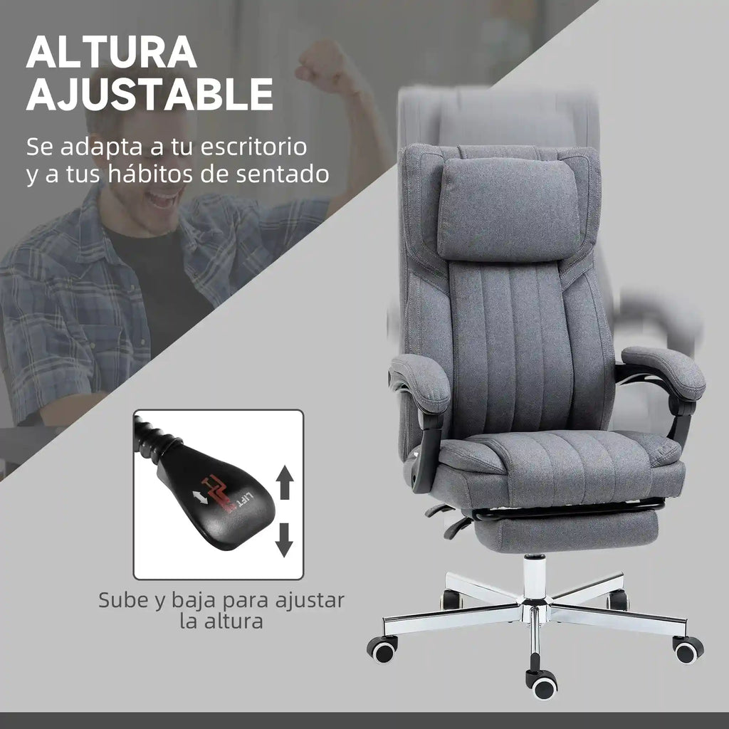 Silla de Oficina con Masaje Reclinable y Giratoria - Gris Tidesmit Massage Chairs Tidesmit