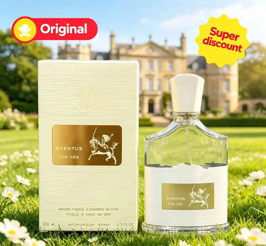 Creed Aventus For Her Eau de Parfum, 100ml spray bottle, iconic glass design, luxury floral scent for women.