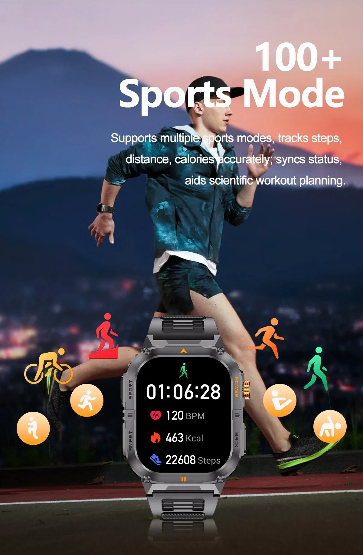 Hot Sell Gifts 2026 New Military SmartWatch Men Outdoor Sports IP68 Waterproof  LED Bluetooth Call Health Monitoring Men Women