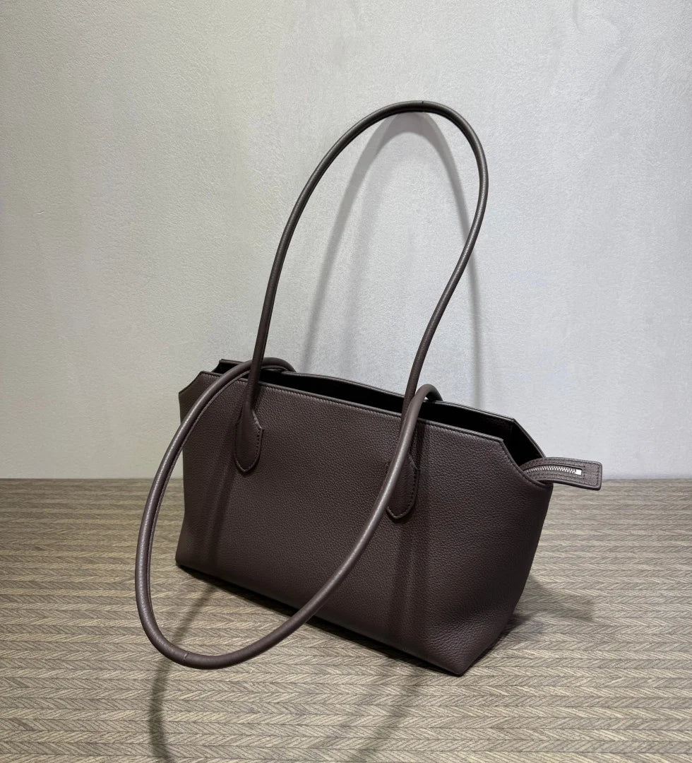 2026 new cow spine leather large capacity shoulder bag, leather handbag, commuting leather women's bag, high-end customized vers