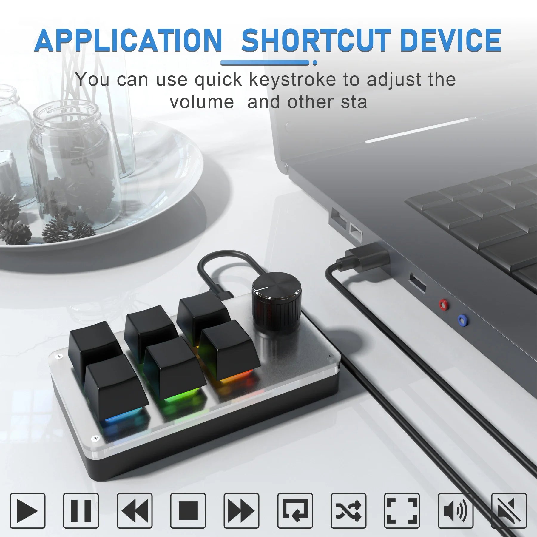 6 Keys 1 Mini Knob RGB Keyboard for Photoshop USB Mechanical Keyboard Gamer Macro Custom Keyboard Gaming Custom Programming Knob