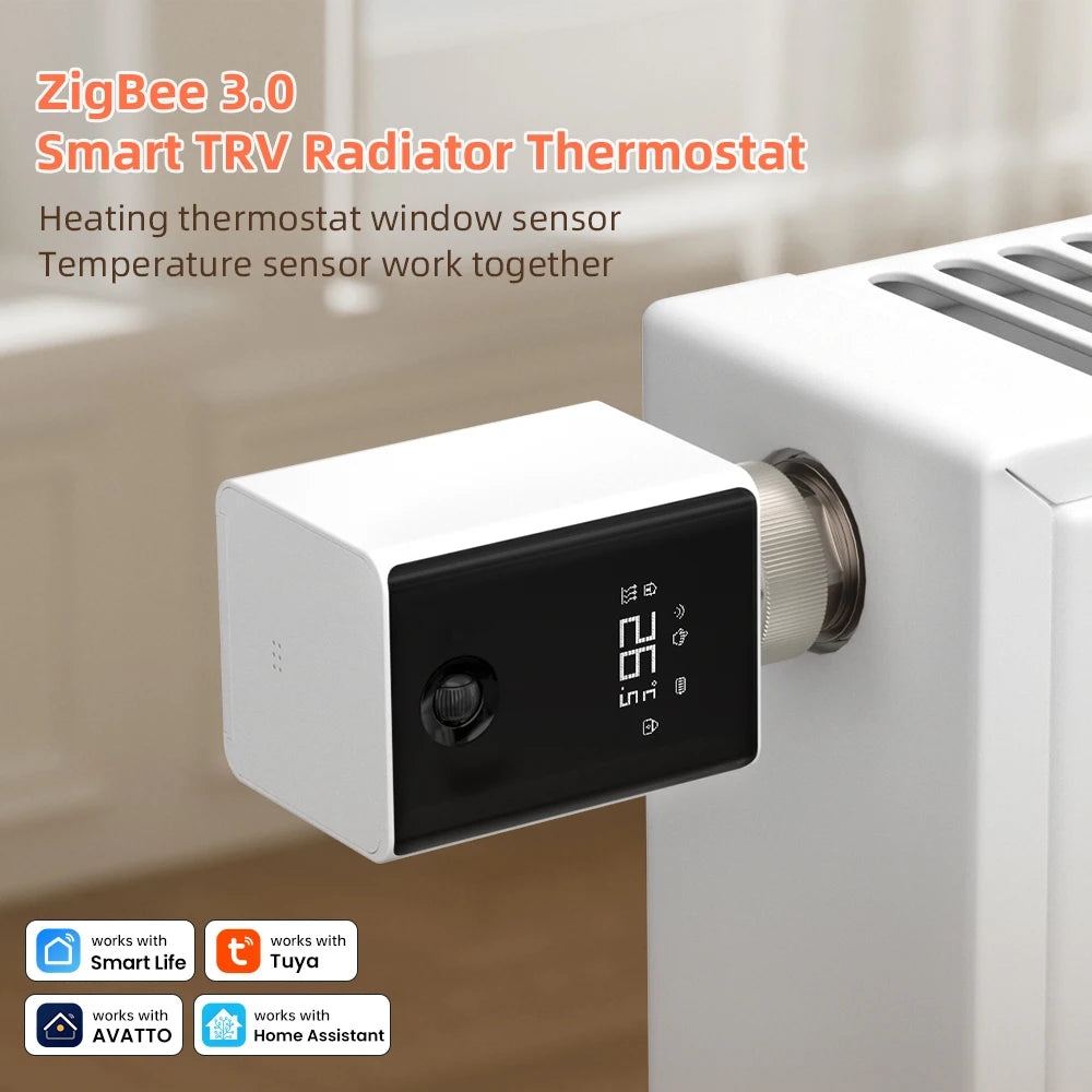 AVATTO ZigBee 3.0 Smart Thermostat Radiator Actuator,TRV Thermostatic Valve Controller Support Tuya Alexa Google Home Alice