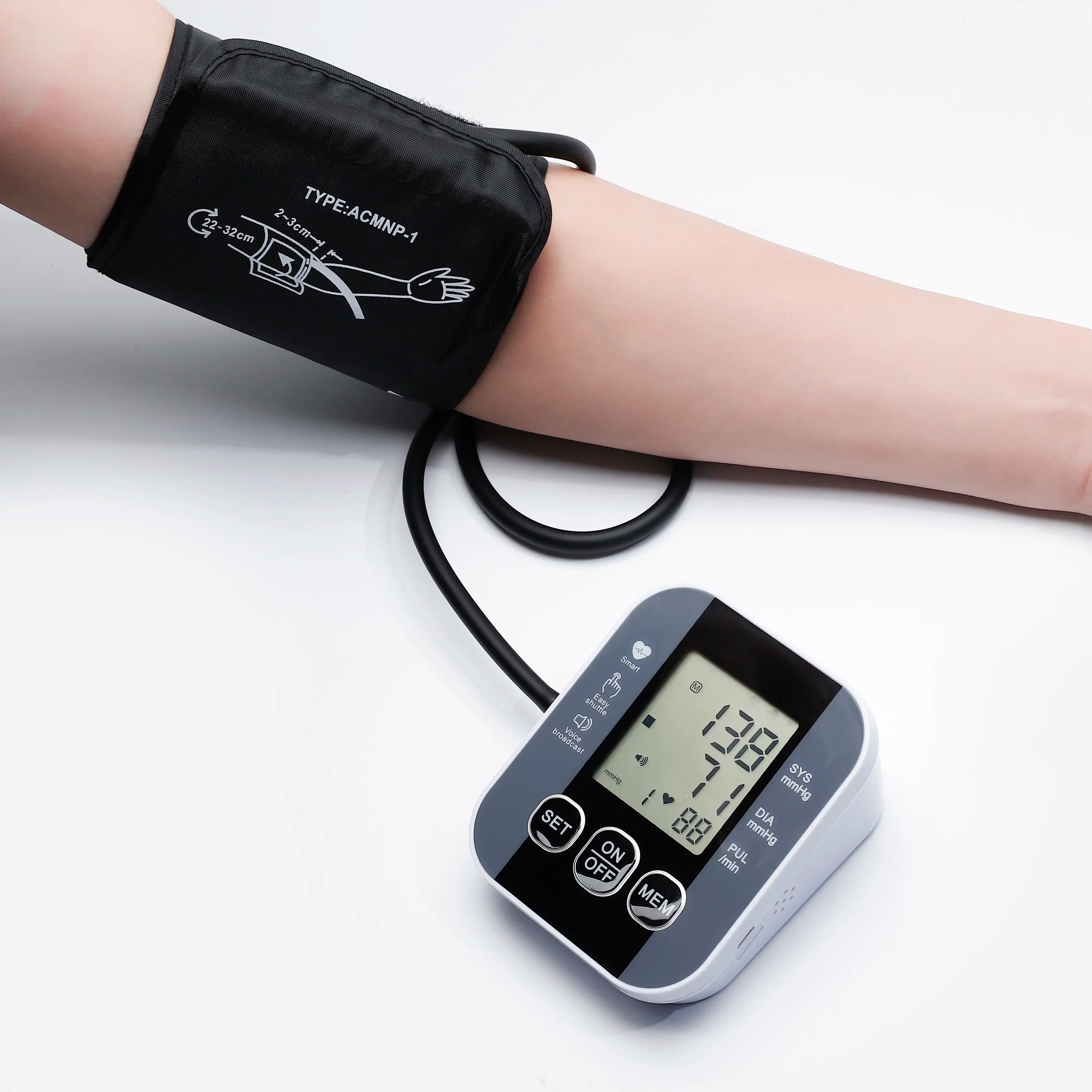 Medical Arm Blood Pressure Meter Tensiometers Tonometer Cuff Fever Thermometer Oximeter Heart Rate 3 IN 1 Set