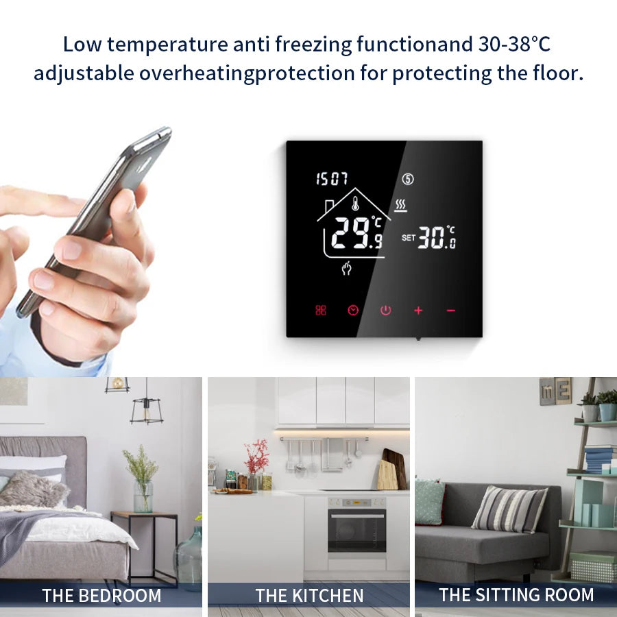 Tuya WiFi Smart Thermostat LCD Display Touch Screen for Gas Boiler Temperature/Electric Floor Heating Water Remote Controller