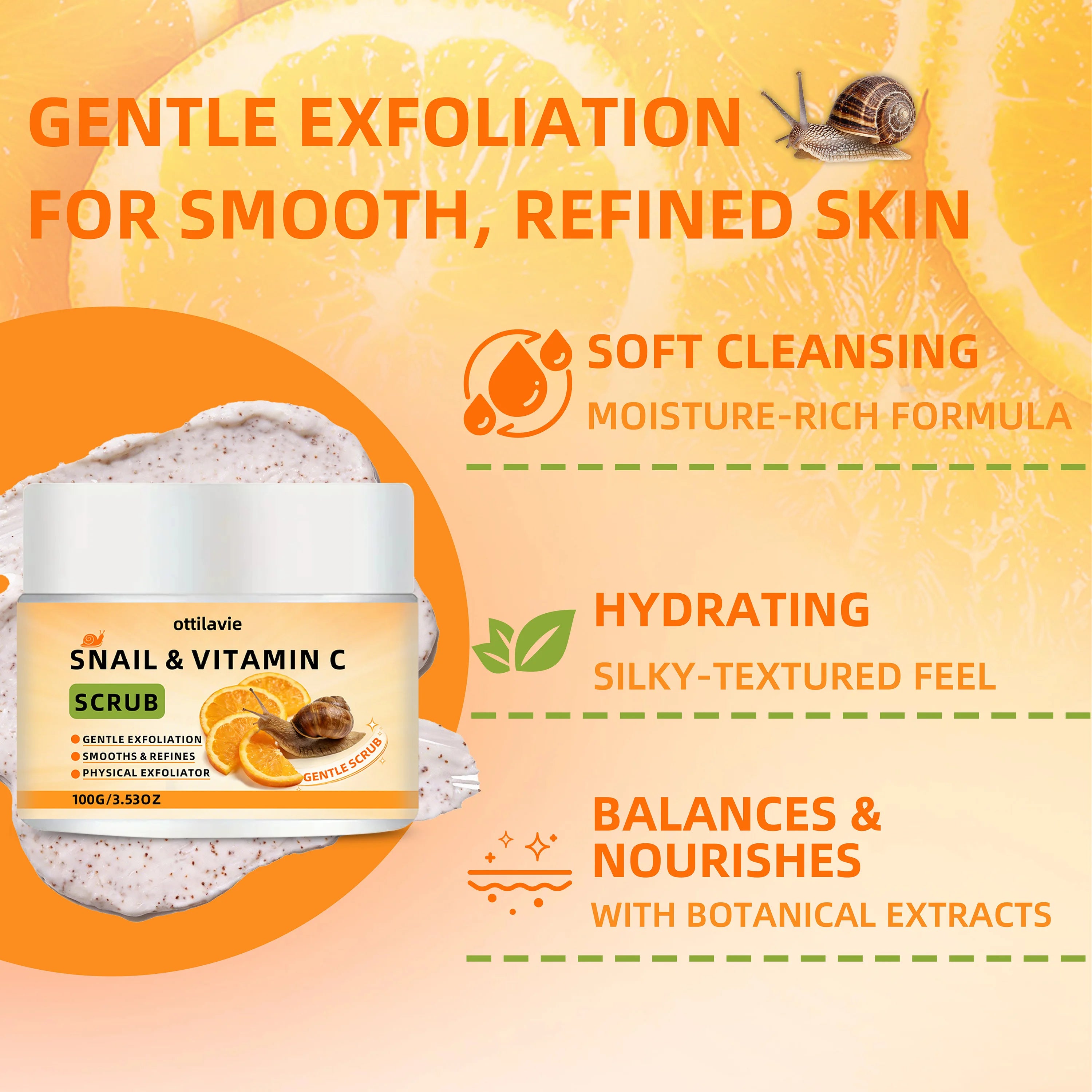 Snail Vitamin C Face & Body Scrub - Gentle Exfoliating Treatment Scrubs Treatments Tidesmit