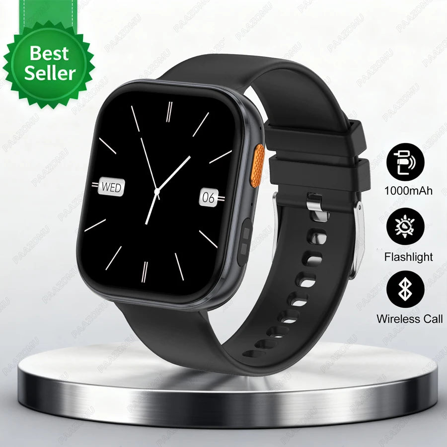 New 1000mAh Battery Smart Watches Men Heart Rate Sleep Monitor Bluetooth Call IP68 Waterproof Smartwatch Women For Android iOS