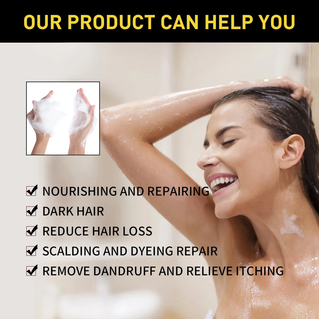 EELHOE White Hair Darkening Shampoo Covers Gray Hair Dye Cleaning Smooth Ginseng 3 in 1 Strengthen Hair Shampoo Color Changing