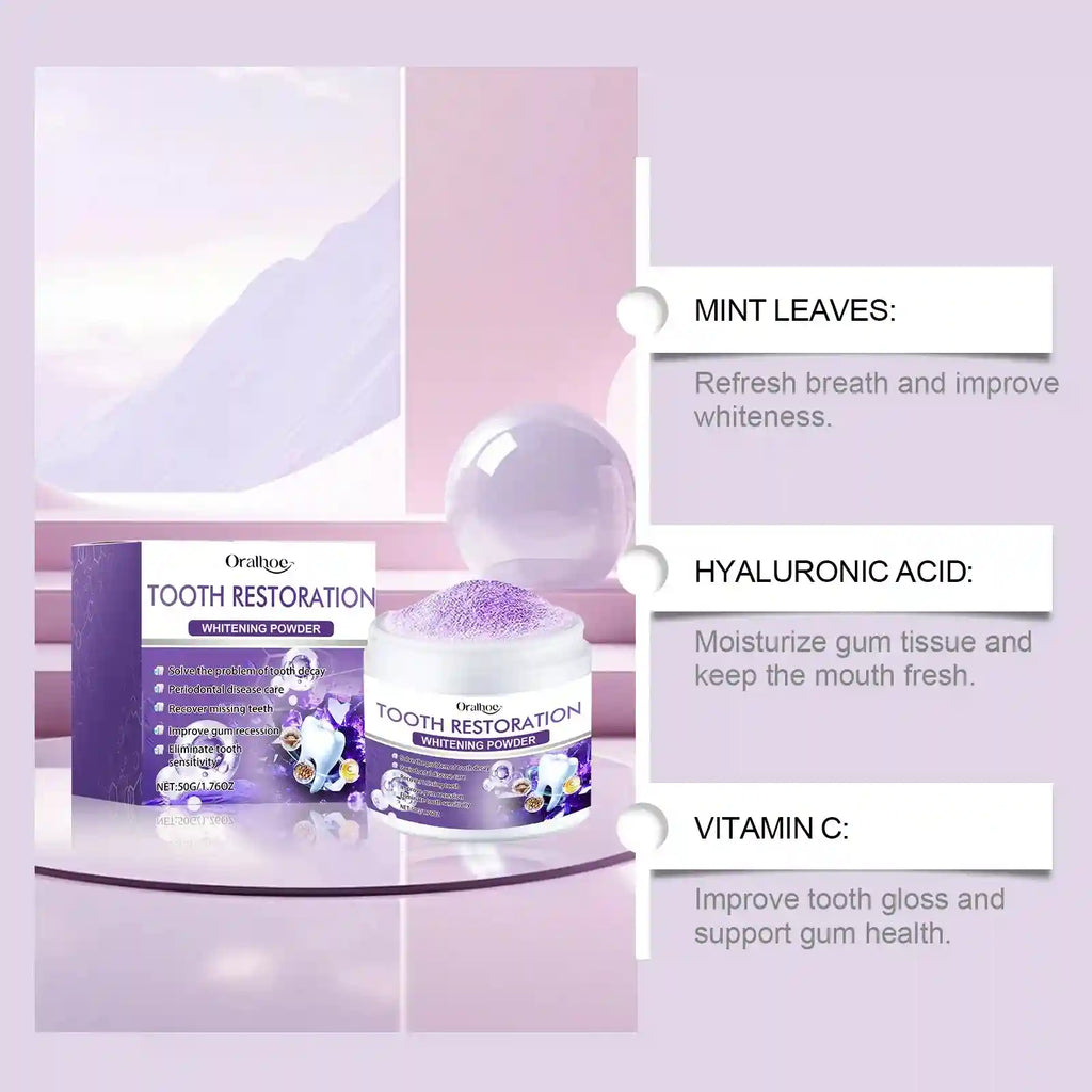 Tidesmit purple teeth whitening powder for plaque and stain removal for professional dental care
