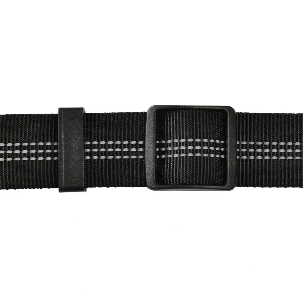 Adjustable black reflective dog car seat belt safety strap for safe, secure pet travel for small to large dogs.