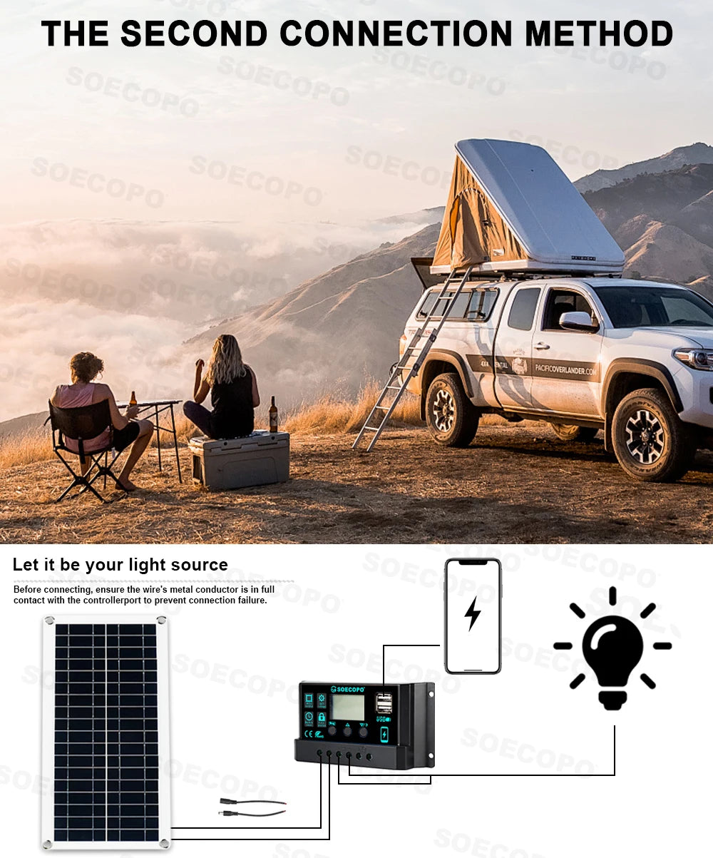 SOECOPO 7000W Peak Solar Power System Kit 200W Panel 100A Controller 12V To 110V 220V Inverter Generator for Camping RV Car Home
