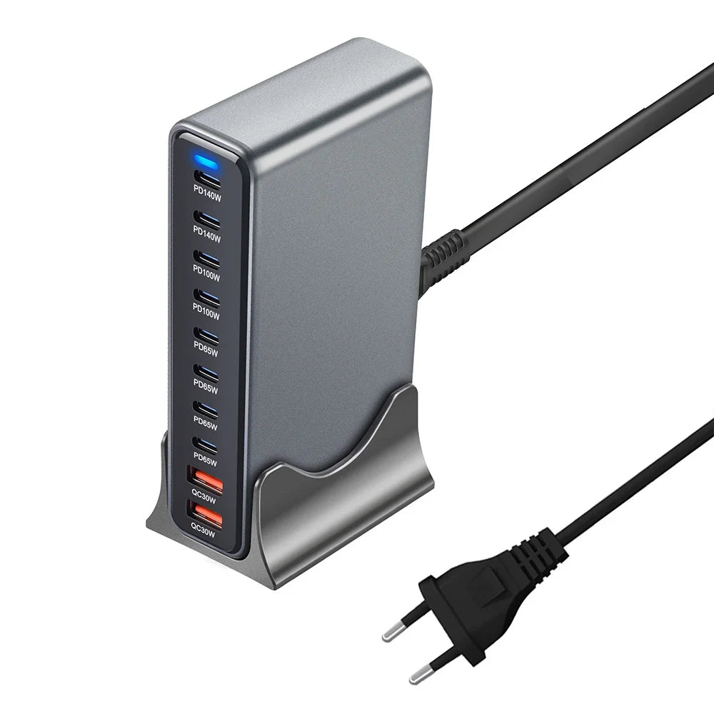 800W 10-Port USB-C Desktop Charging Station - Multi-Device Power Hub EU Plug China Mainland Tidesmit