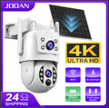 JOOAN 4K WiFi Solar Camera Dual Lens Outdoor Wireless AI Human PTZ IP Camera Built-in Battery Video Surveillance Camera