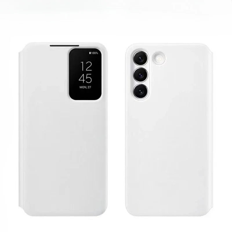 Samsung Galaxy S22 Ultra Flip Case - Slim Shock-Absorbing Mirror Cover White For S22Ultra Tidesmit
