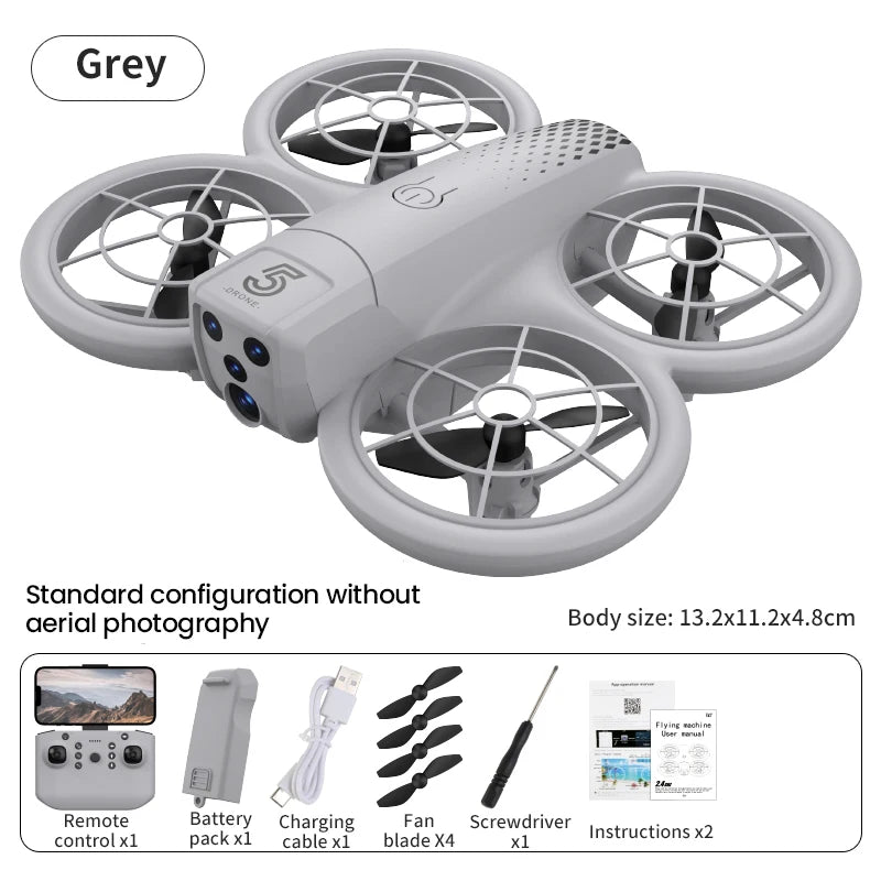 Camera Drone with Dual FPV Lens - Foldable Beginner RC Quadcopter gray Tidesmit