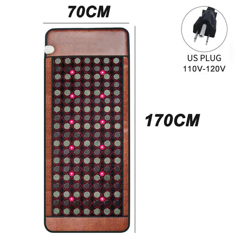 PEMF Therapy Mat with Infrared Heat - Deep Tissue Jade Germanium Pad Massage Cushion 110V US Plug Tidesmit