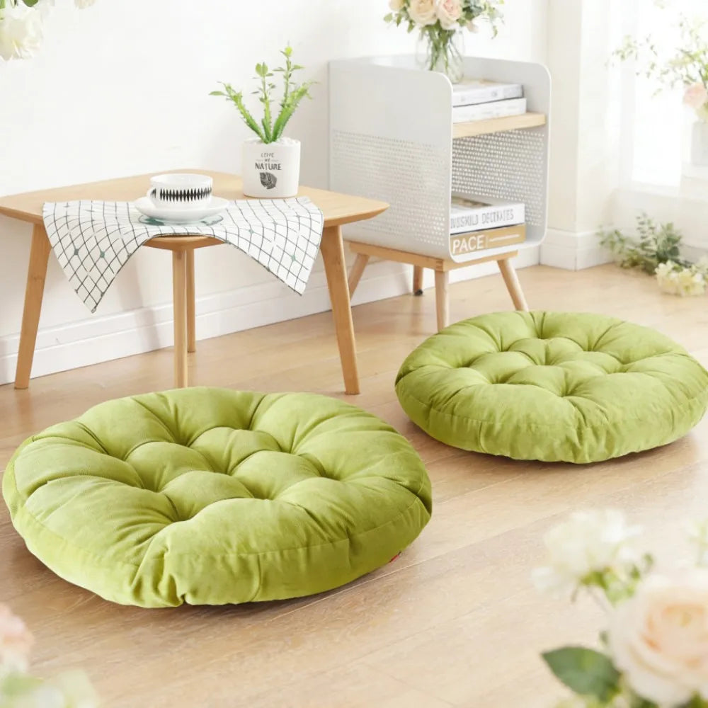 Green Large Round Floor Seat Cushion Thickened Tufted Tatami Mat Pad Ottoman Pouf Futon Chair Seat Meditation Seating Pillow 방석