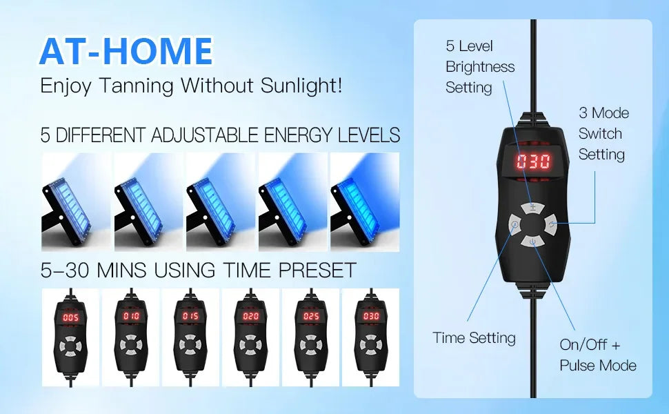 UV Solarium Lamp for Tanning Body Adjustable Stand，460nm&480nm Purple Light Ultraviolet Tanning Device for Skin Care Tanning
