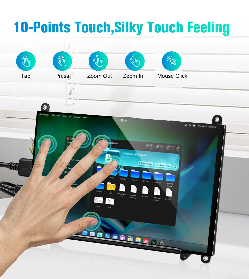 8 Inch Raspberry Pi Touch Monitor 1920×1200 IPS 10-Point Touch Screen Built-in Speaker HDMI Display for Pi 5 4B PC Case 3D Print