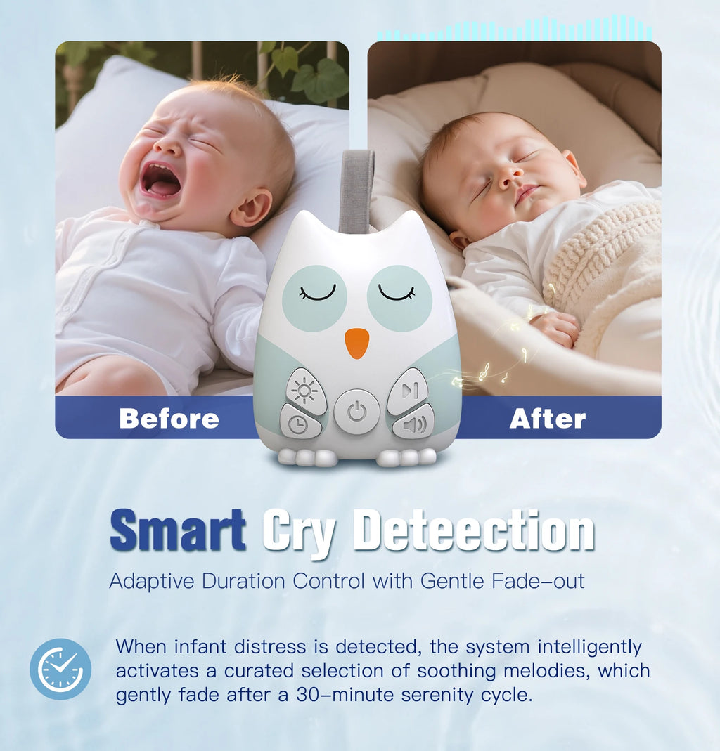 White Noise Machine Portable Baby Sleep Assistant Smart Cry Detection 15 Calming Sounds Night Light Timer Baby Shower Gift