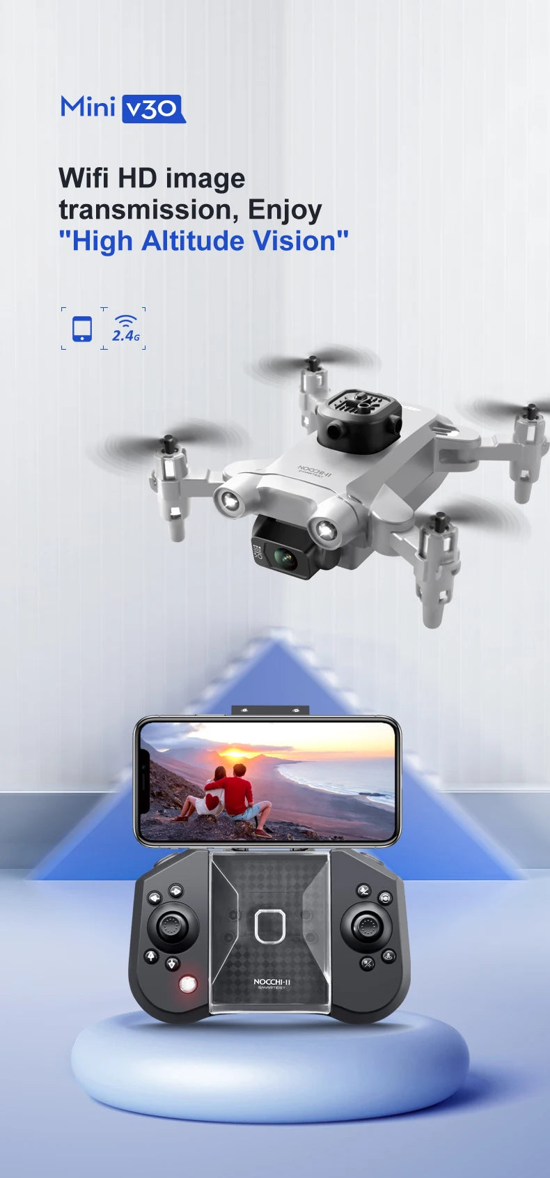 4K Camera Drone Foldable Quadcopter with Dual HD Lenses Tidesmit