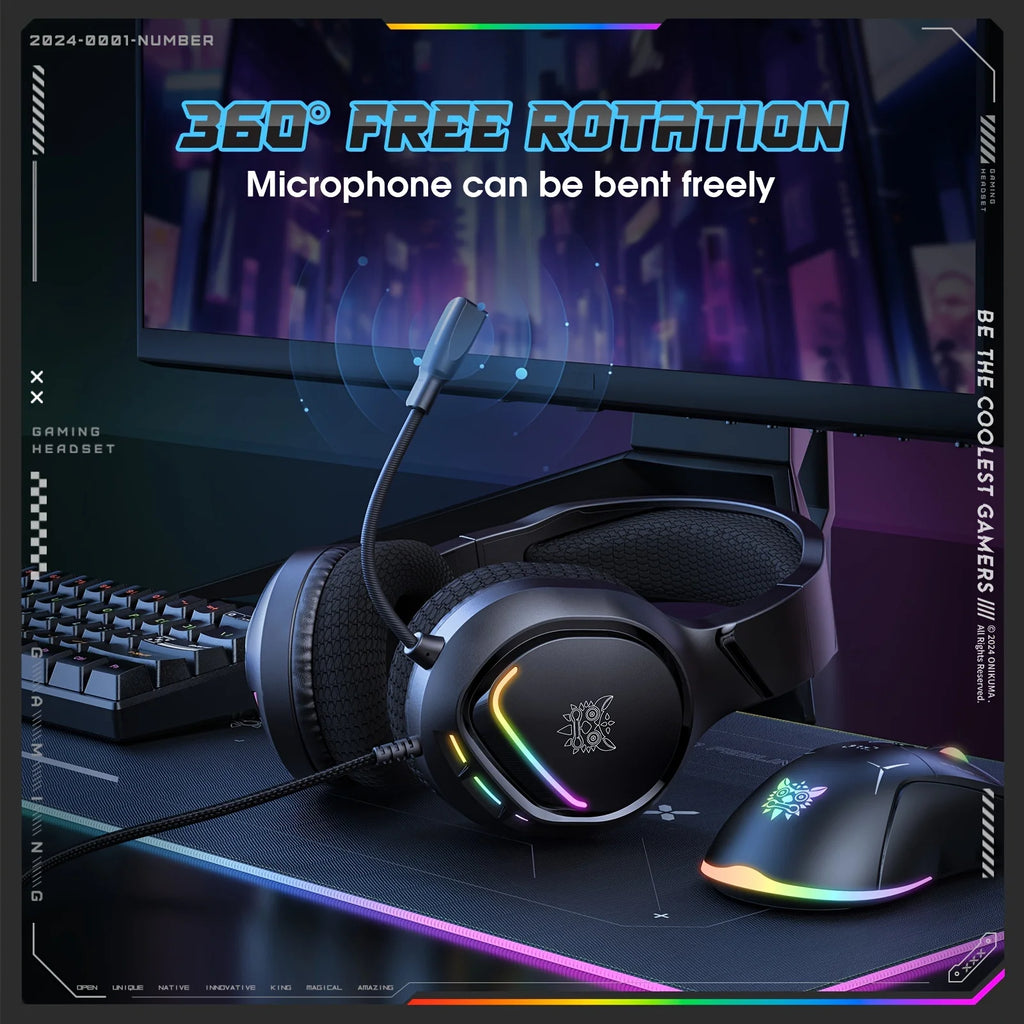 Tidesmit Gaming Headset with 50mm Drivers & RGB LED for PC PS5 Xbox Tidesmit