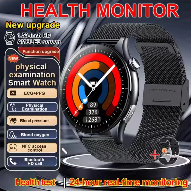 2026 New Smart Watch NFC ECG+PPG Blood oxygen Uric Acid Blood Pressure Sapphire Smartwatch Men For iPhone Android