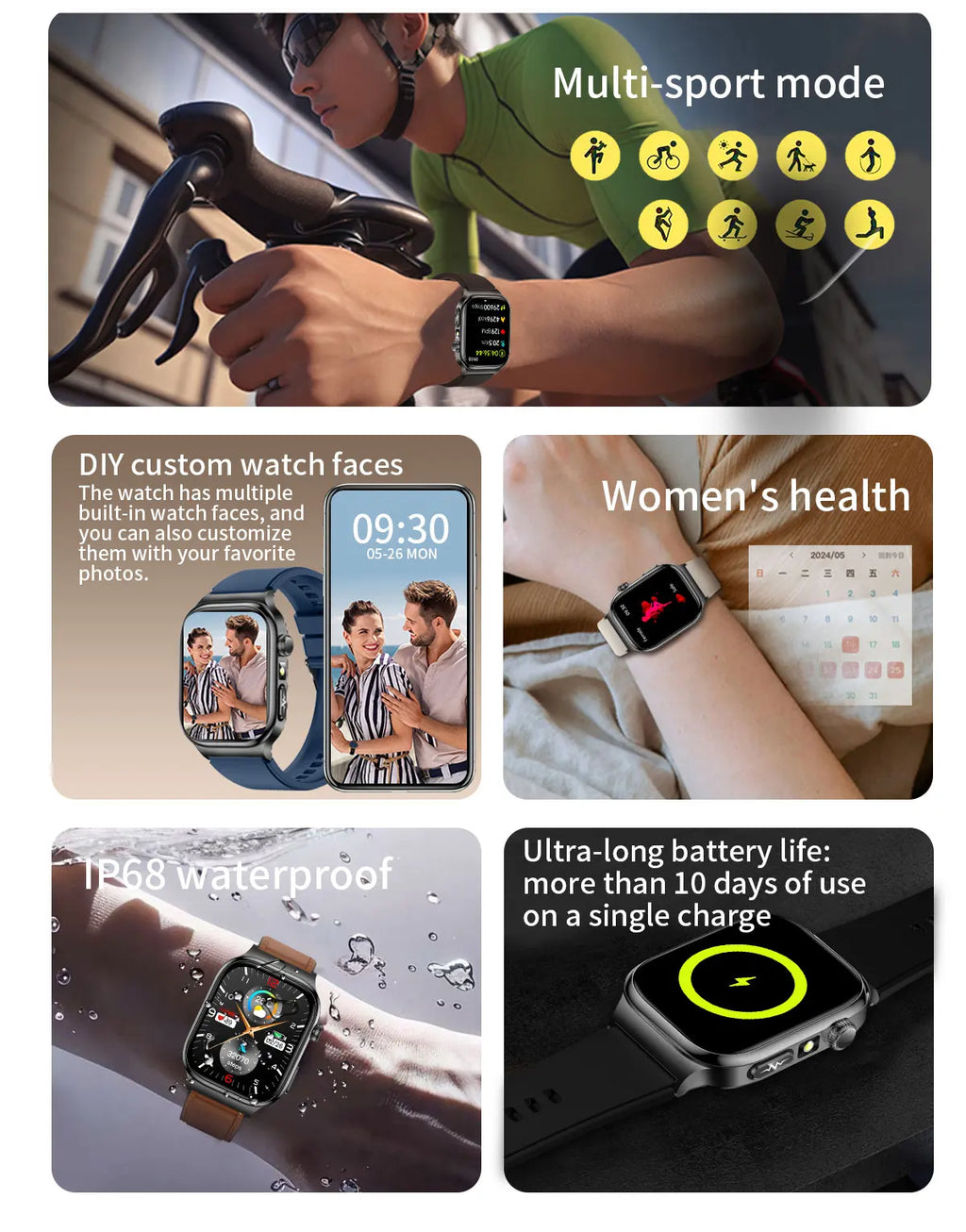 2026 New Hospital Level Health Smart Watch Body Fat ECG Blood oxygen BP Health AMOLED Screen HD Call Sport Smart Watches For Man