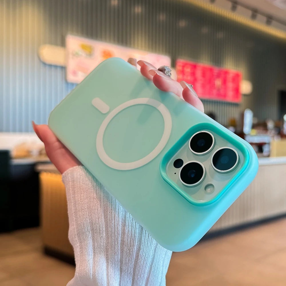 Magnetic Wireless Charging Phone Case for iPhone 16 - Slim Shock-Absorbing Cover Light cyan Tidesmit