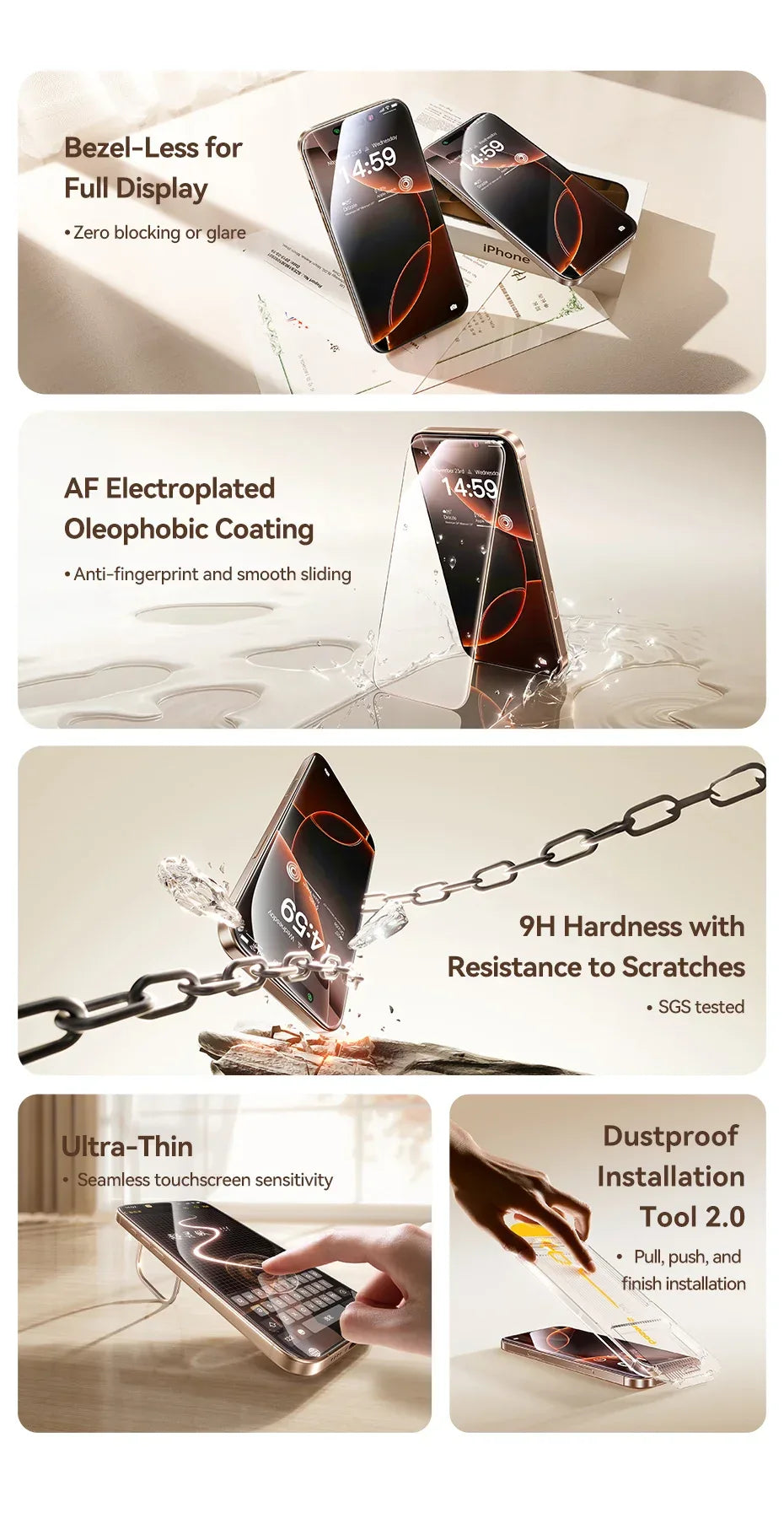 iPhone 16 Pro Max Screen Protector Tempered Glass | 9H Anti-Scratch Tidesmit