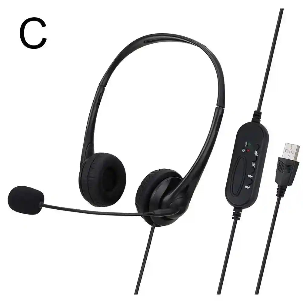 Computer Headset with Noise Cancelling Mic - USB & 3.5mm Options USB Tidesmit