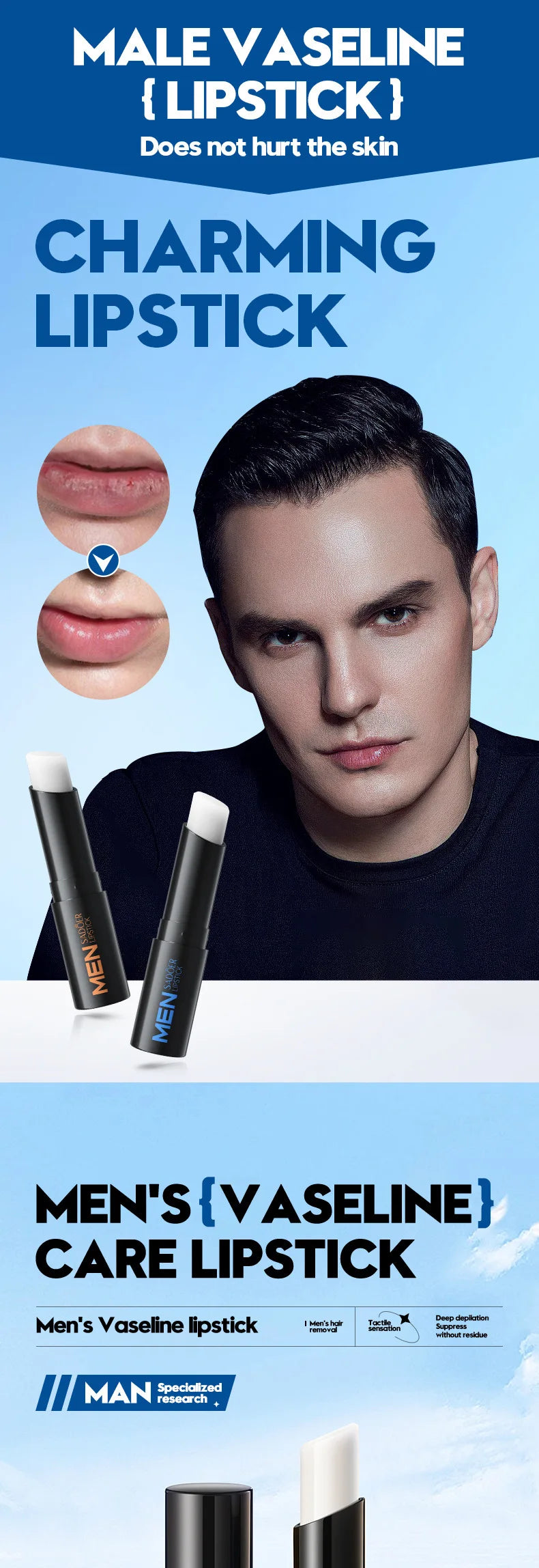 Mens Lip Treatment Balm - Moisturizing Vitamin E Repair by Tidesmit Lip Care Tidesmit