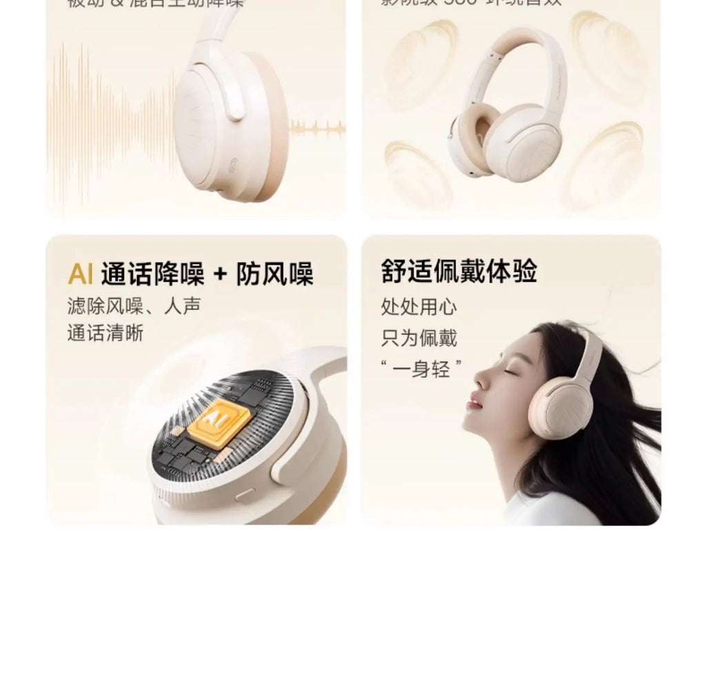 Wireless Noise Cancelling Headphones - Over-Ear Pro Audio Black & White Tidesmit