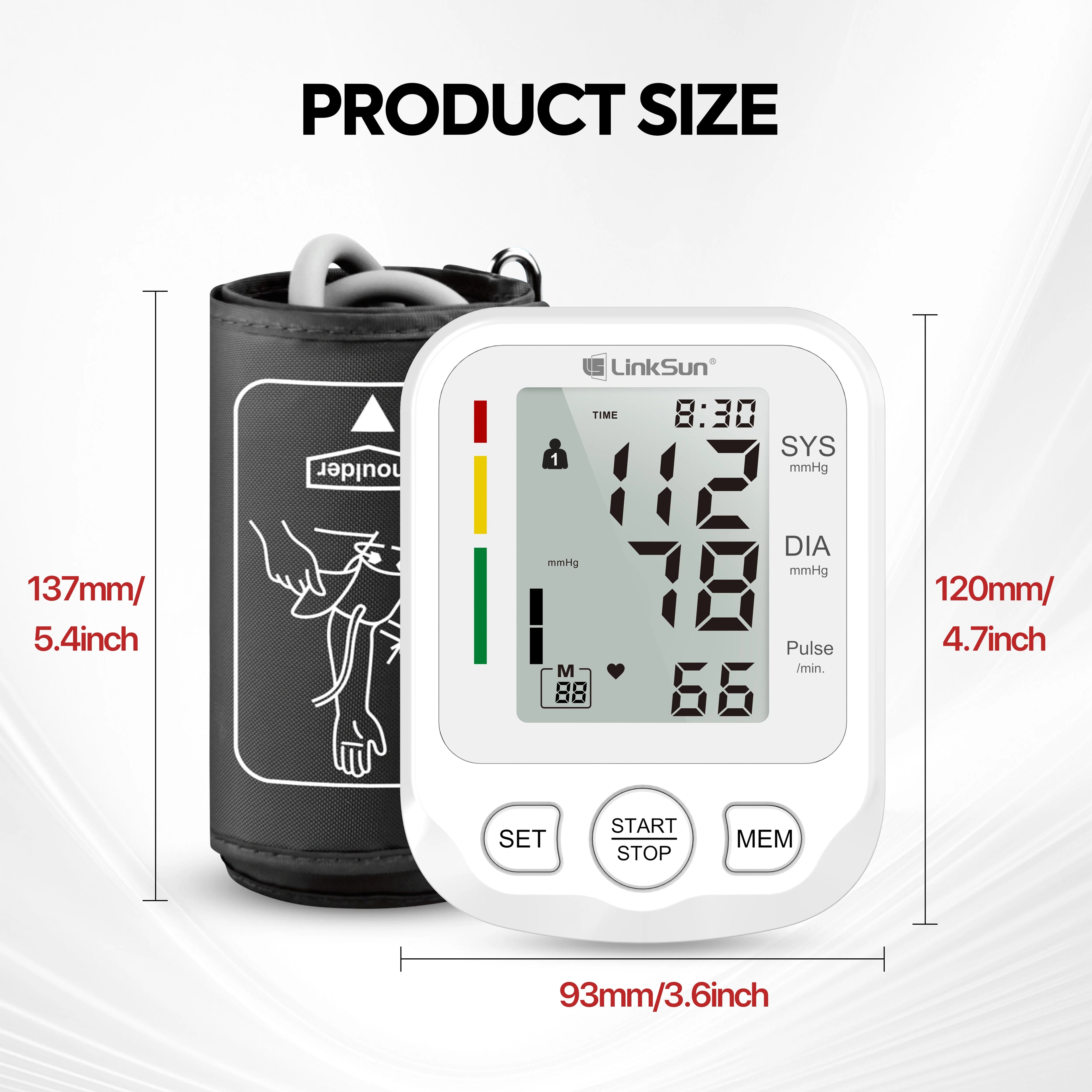 LinkSun 2005-1 Blood Pressure Monitor Tensiometer 22-42cm Upper Arm Blood Pressure Checker Digital BP Machine Heart Rate Monitor