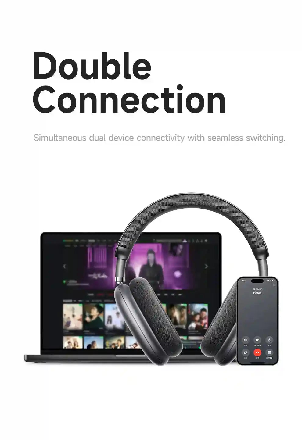 Wireless Headphones with 52dB Active Noise Cancelling & Spatial Audio Tidesmit