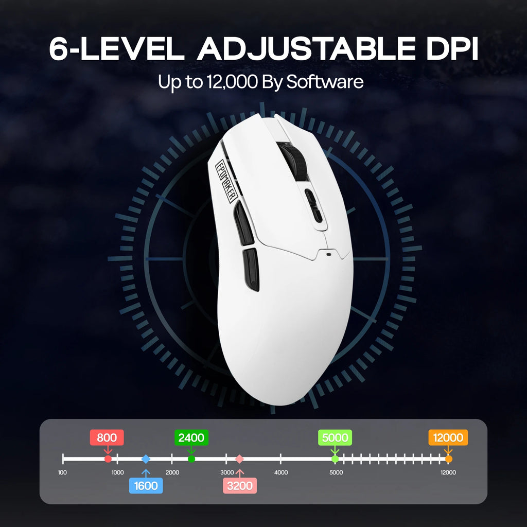 EPOMAKER Click Lite Tri-mode Wireless Ergonomic Contours Gaming Mouse with PAW3311 Sensor & 800–24 000 DPI for Gaming