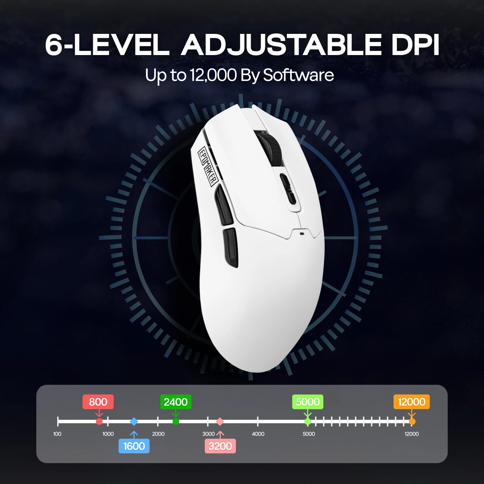 EPOMAKER Click Lite Tri-mode Wireless Ergonomic Contours Gaming Mouse with PAW3311 Sensor & 800–24 000 DPI for Gaming