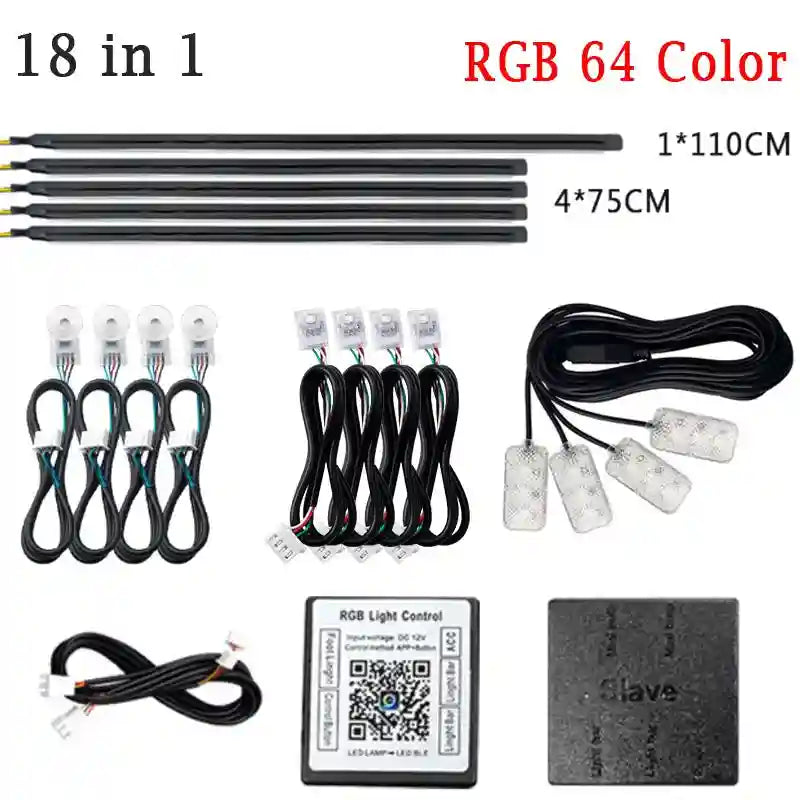 RGB Car Atmosphere Lamp LED Interior Strip Light Kit - Tidesmit Tidesmit